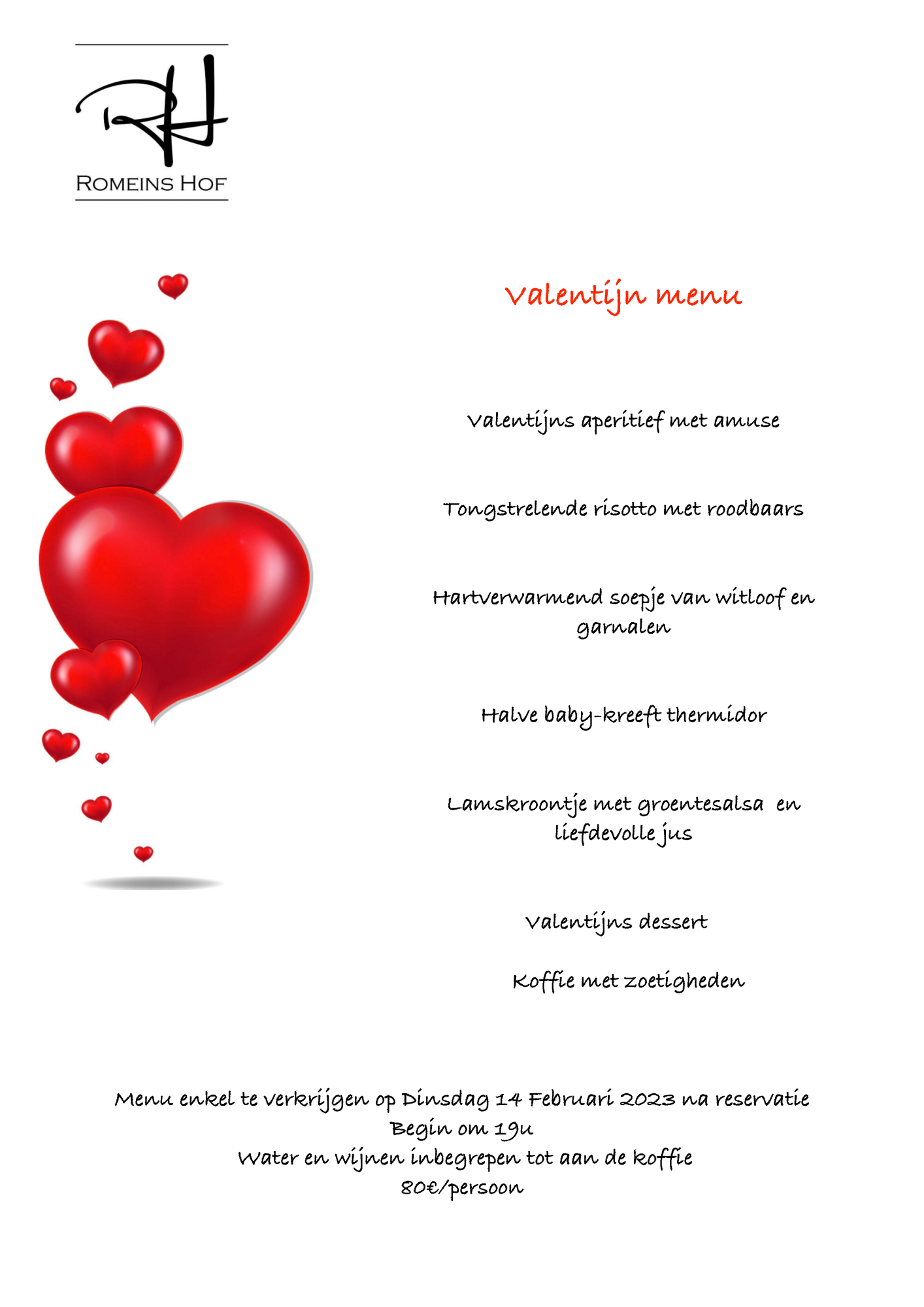 Valentijn menu